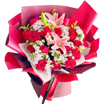 梅州18朵红玫瑰百合，永远牵手到老