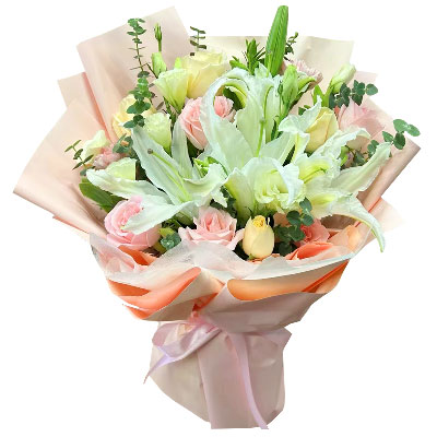 梅州10朵玫瑰百合混搭，爱是难忘时刻